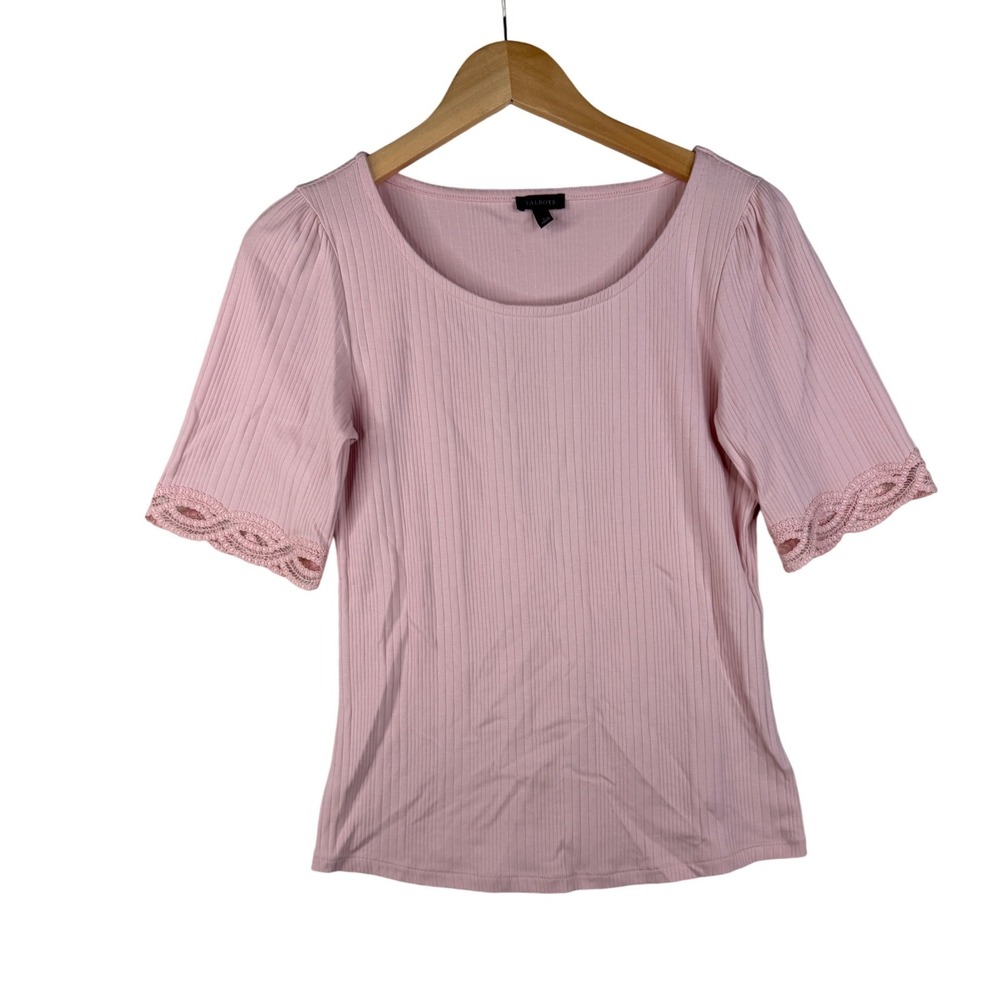 Talbots Ribbed Half Sleeve Blouse size‎ Small Light Pink